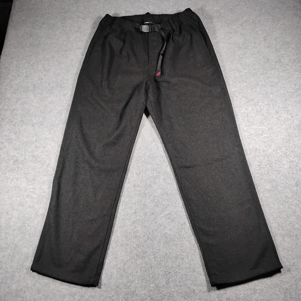 Gramicci Men's Charcoal Grey Wool Blend Adjustable Webbed Belted Pants Size M